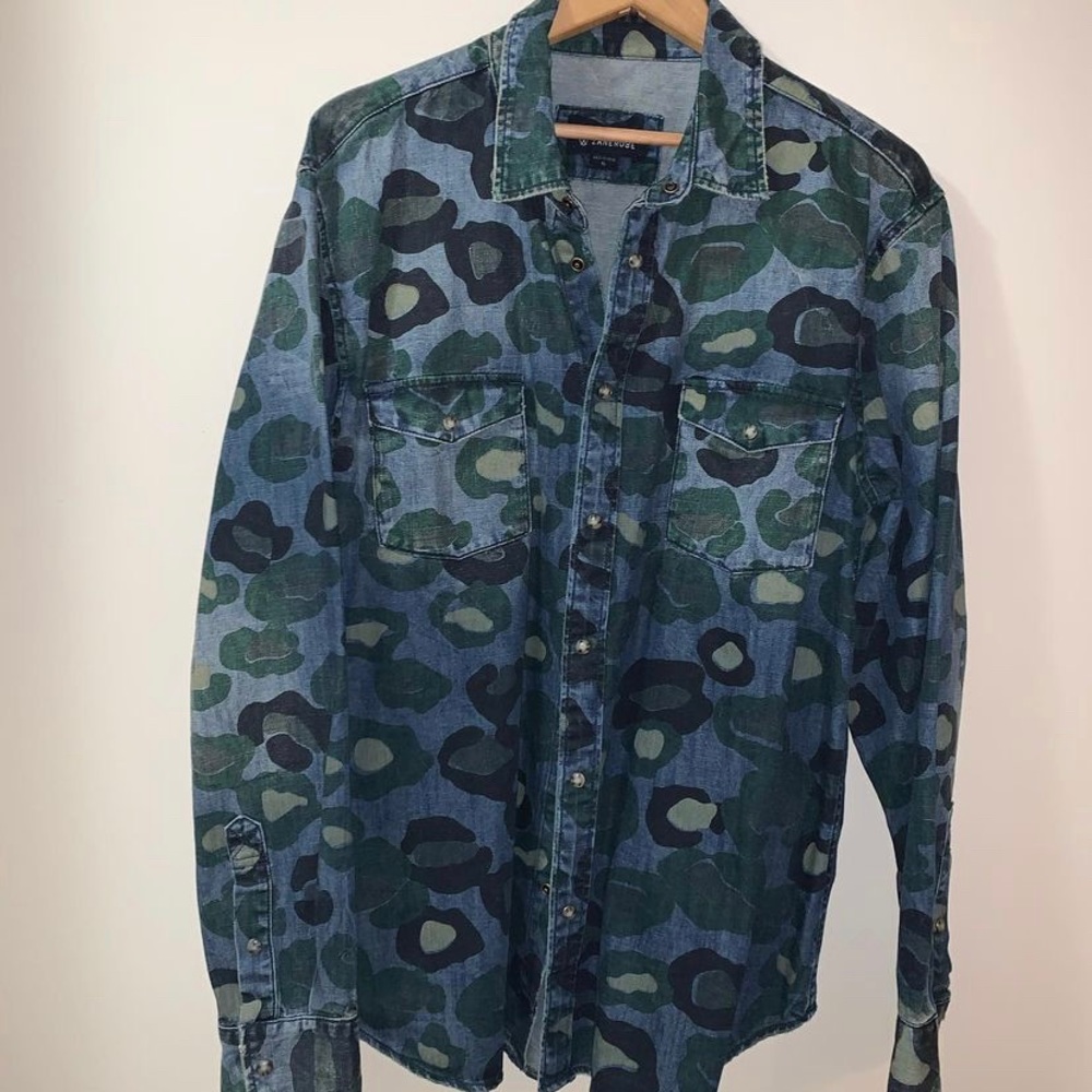 ZANEROBE DENIM SHIRT (clasp up) leopard print spot denim.